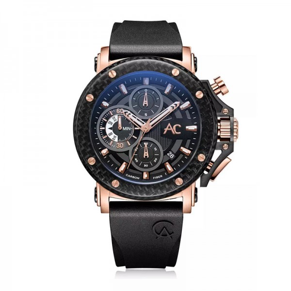 Alexandre Christie AC 9205 Carbon Limited Edition Rosegold Black Rubber MCRBRBA